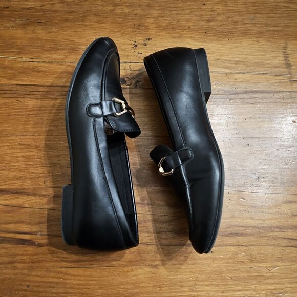 Michael Simon Black Horsebit Flat Loafers Size 8.5 Business Casual Trendy - Picture 7 of 9